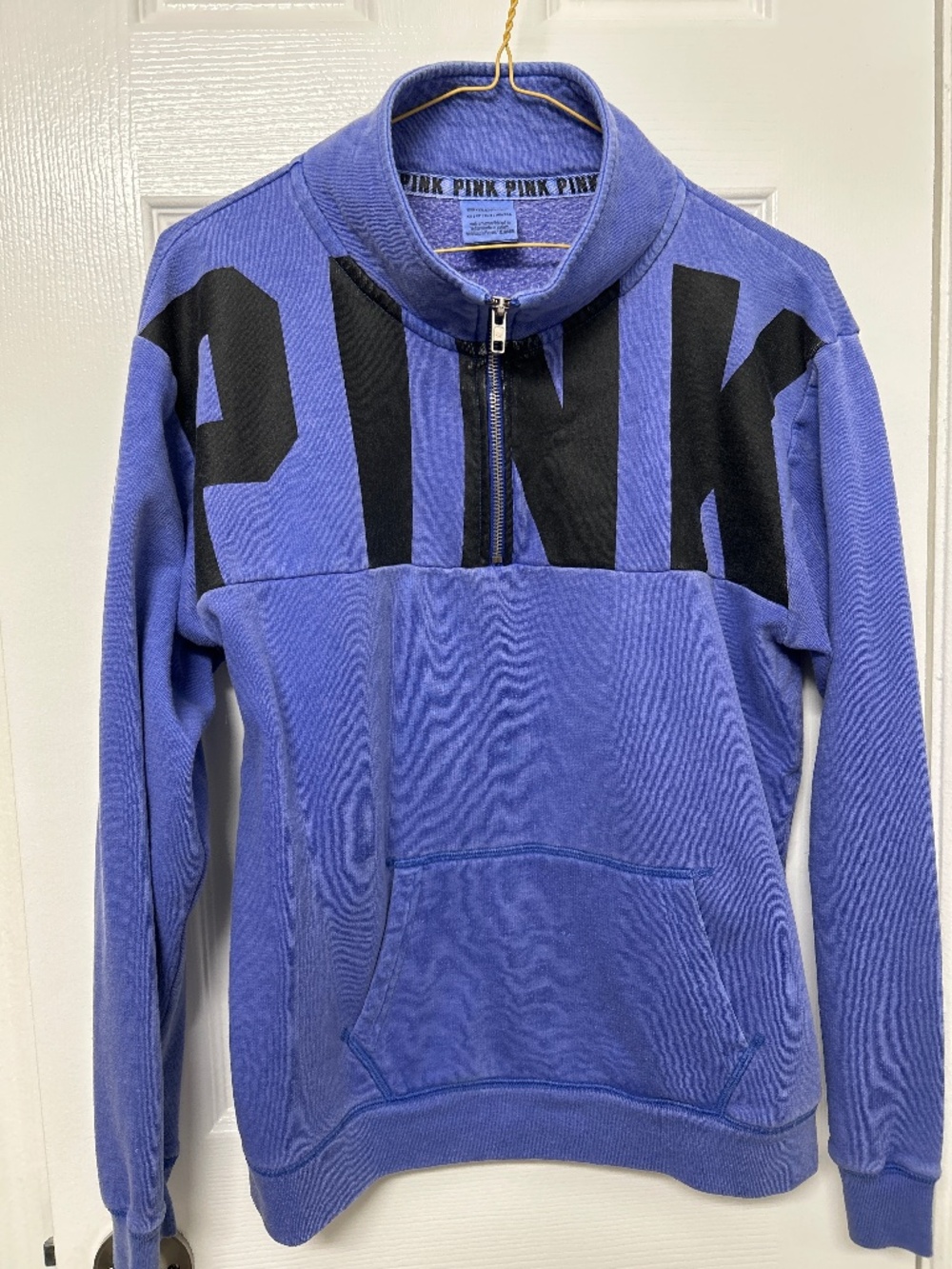 pink quarter zip sweatshirt
